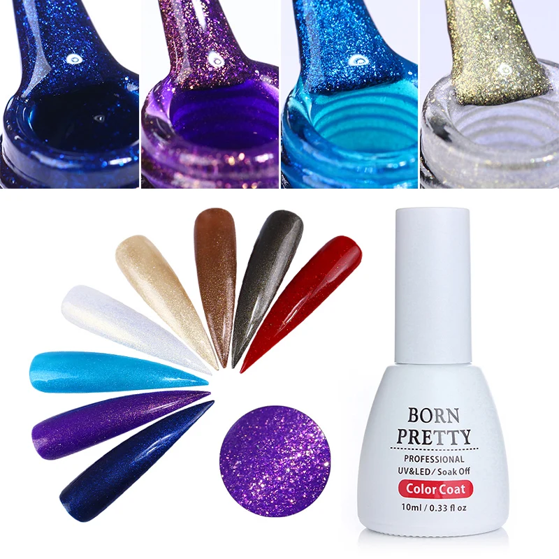 BORN PRETTY Holographic Glitter Nail Gel Polish 10ml Colorful Shining Soak Off UV Gel Vanish Manicure Nail Art UV Gel Polish