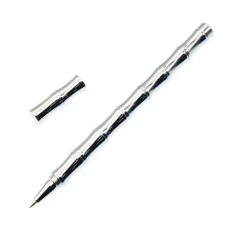 

Handmade Bamboo-type Luxury Metal Silver Ballpoint Pen Refill Refill Neutral Ball-point Pen Office School Stationery