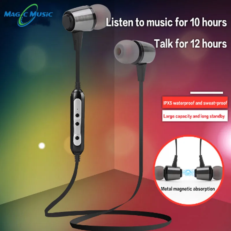 

Magnetic Wireless Bluetooth Earphone Stereo Sports Waterproof Earbuds Wireless in ear Headset with Mic For IPhone 8 Samsung