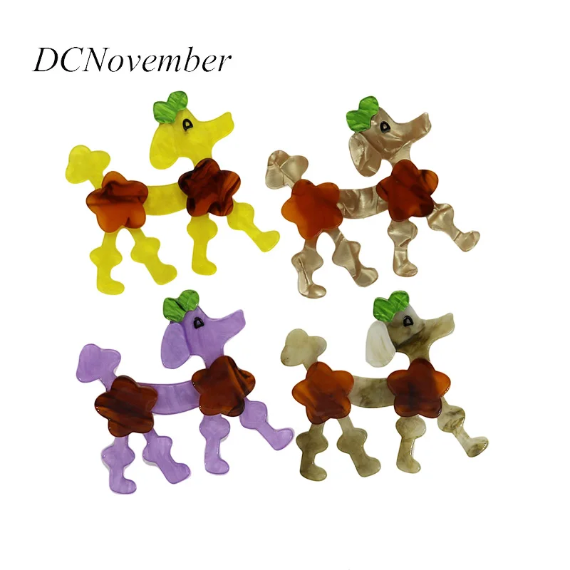 

Vintage Poodle Brooches 4 Colors Environmental Acetate Fiber Brooch Pins Acrylic Fashion Dress Jewelry