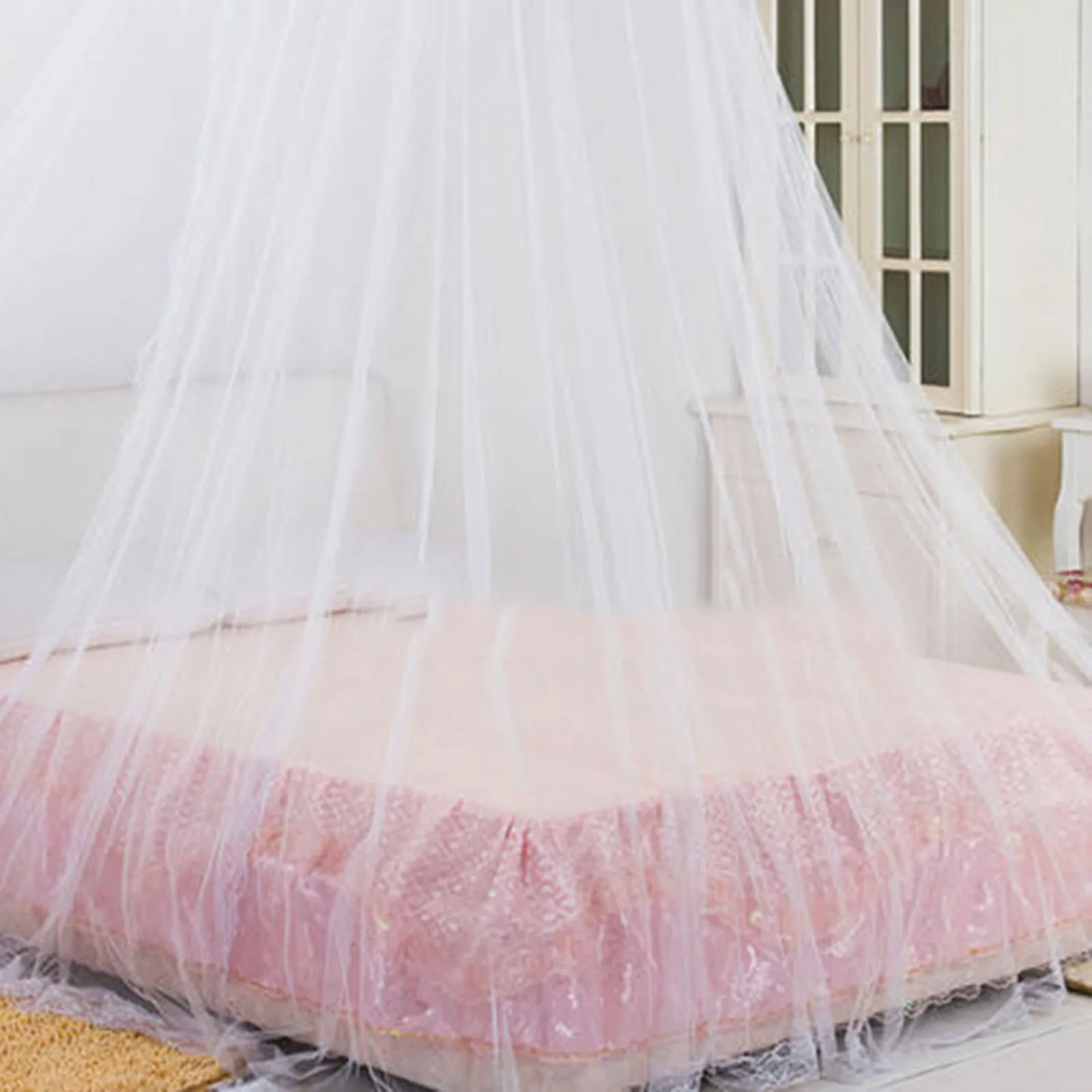 Принцесса комната круглый Топ Женская балдахин кровать купольная сетка предотвращает противомоскитная сетка розовый