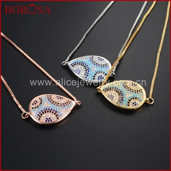 

BOROSAS parkly Drop CZ Beads Connector CZ Micro Pave Connector Bracelets Boho Bracelets Jewelry adjustable Link Design WX329