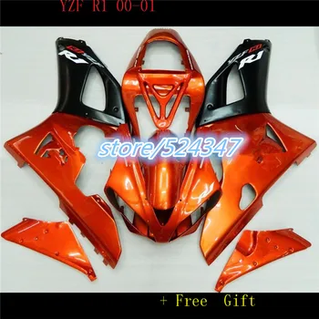 

B Wholesale - Fairing for 2000 2001 YZF R1 YZF-R1 2000-2001 YZF1000 YZFR1 00 01 Orange black body kits