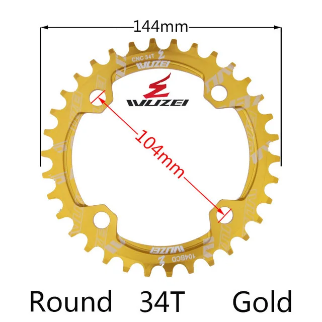 Одна узкая ширина система скорости Crown 104 Bcd 1 Rodada 38 36 34 32 T Mtb 9 10 11 S 1*11 крест кольцо - Цвет: Gold 34T Round