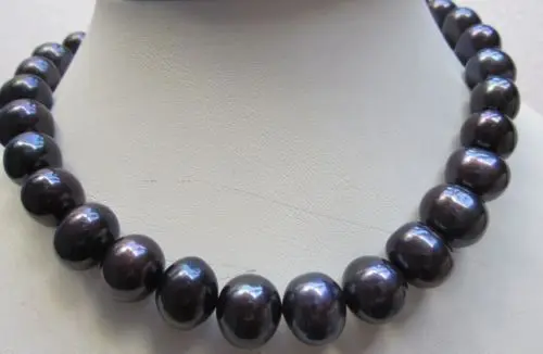 

Free Shipping HUGE 12-14MM SOUTH SEA GENUINE BLACK PEARL NECKLACE 14KGP