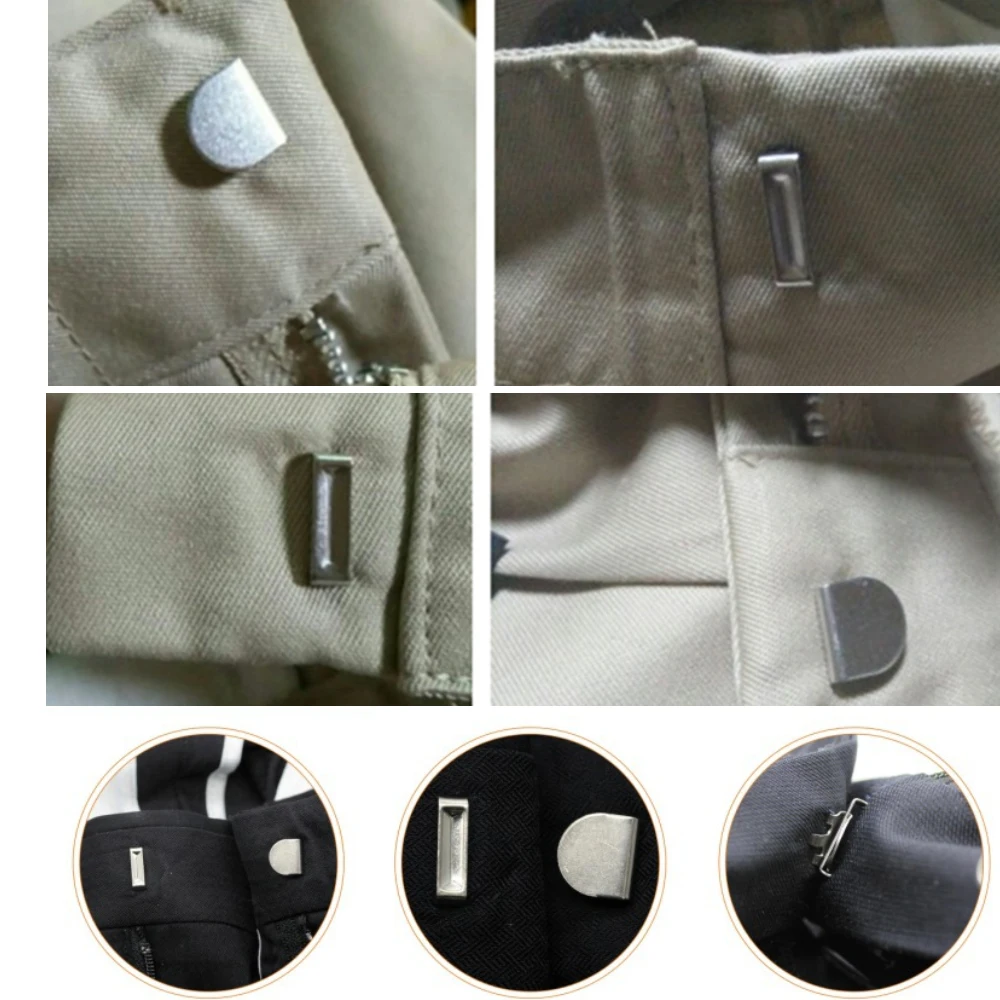 Garment hooks Garment sewing accessories 50sets/lot #8015 4-part trousers hooks metal brass bar fasteners suit pant skirt button hooks nickle color