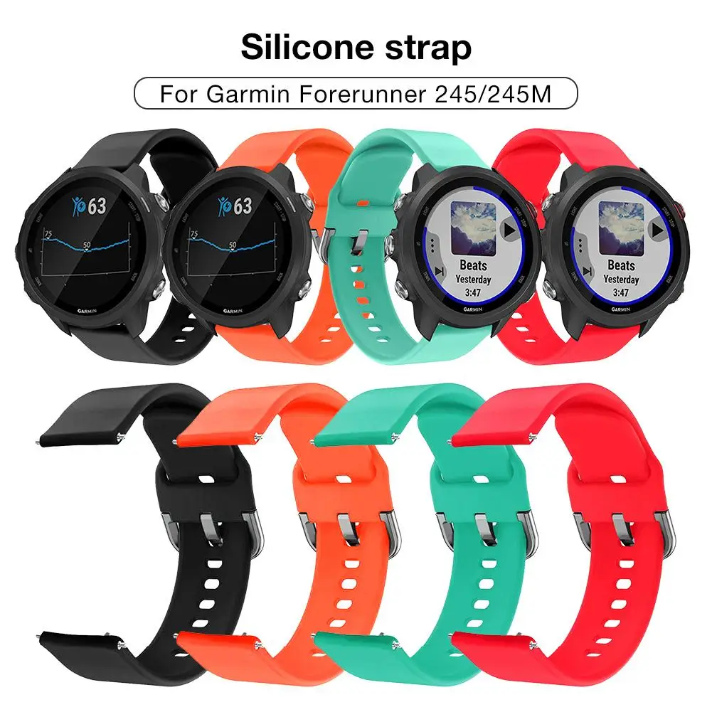 

Silicone Watch Band Replacement Wrist Strap Wristband With Colorful Buckle For Garmin Forerunner 245 Smart Bracelet Accessories