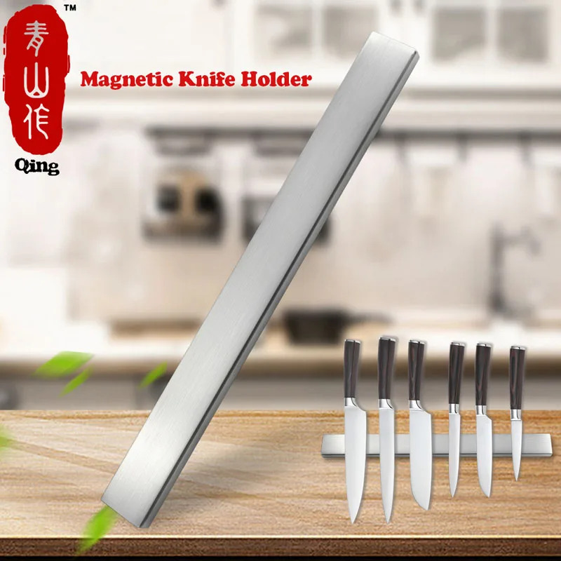 Цин " 6" дюймов многофункциональный держатель ножей из нержавеющей стали+ PP блок подставки для ножей для кухонных ножей держатель инструмента рулон сумки - Цвет: Magnetic Knife Stand