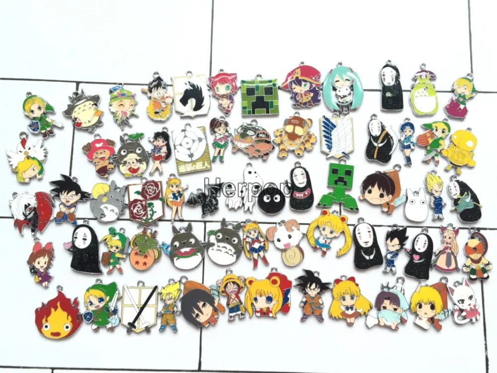 Mixed Hot ! New lot 500 pcs Japanese Anime mixed Metal Charm Pendants