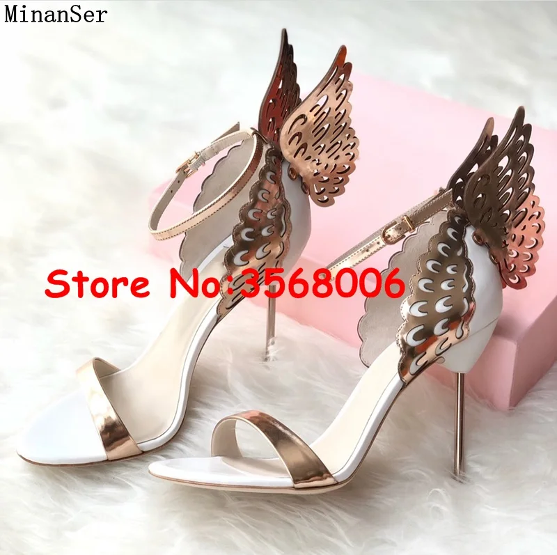 Wholesale amazing multi-color 3D butterfly open toe thin heels sandals wedding party bridal shoes sexy ankle wrap stiletto heels - Color: picture 8