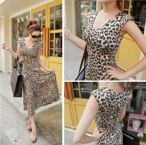 2017 Hot Summer Women Leopard Dress Female Body Fit Long Beach 2017 Hot Summer Women Leopard Dress Female Body Fit Long Beach Lady Y Retro