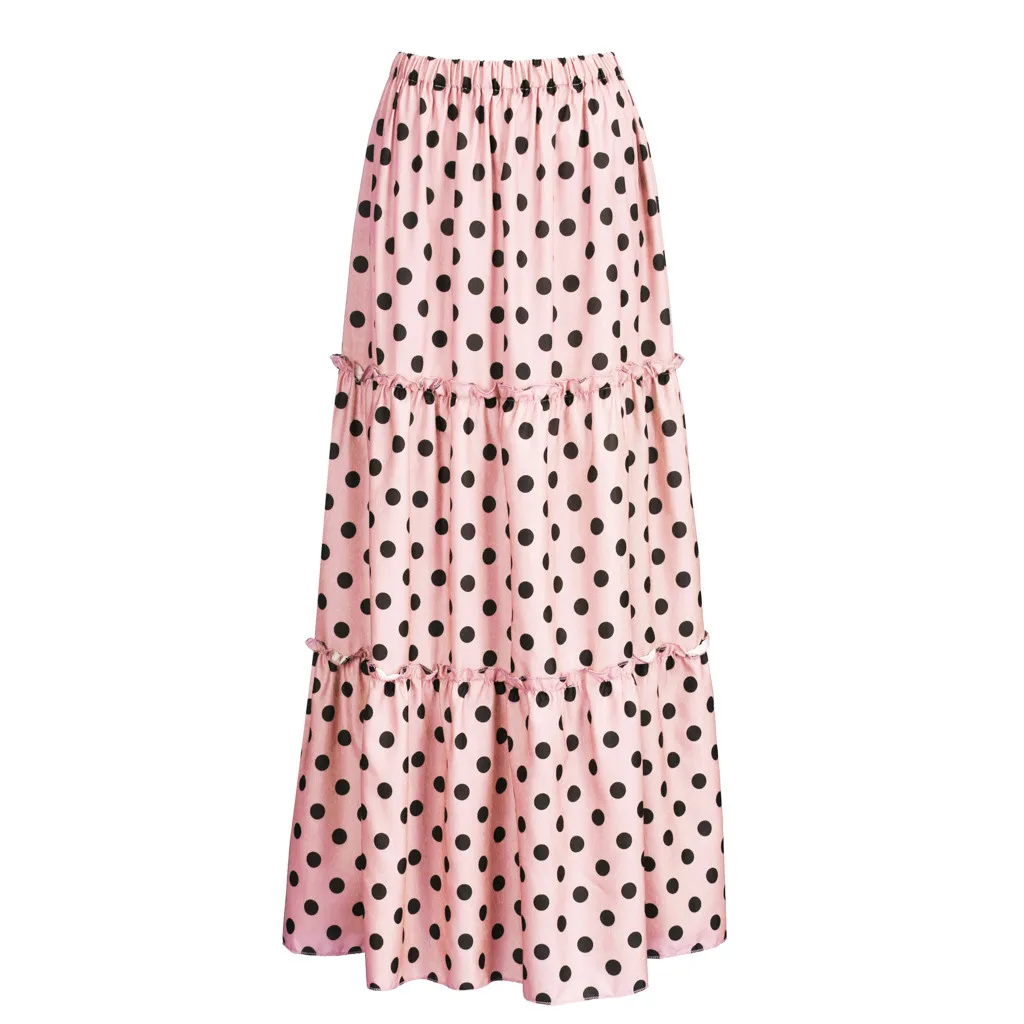 plus size polka dot maxi skirt