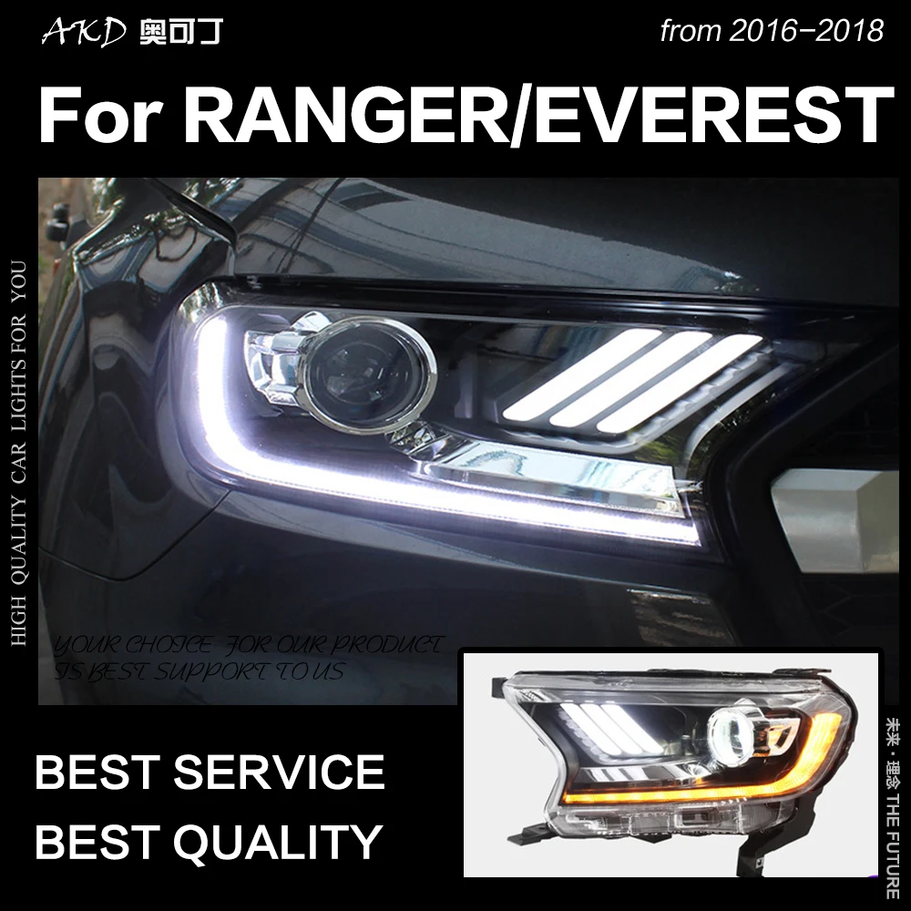  AKD Car Styling for Ford Everest Ranger Headlights 2016-2018 Dynamic Turn Signal LED Headlight DRL  - 32884760930