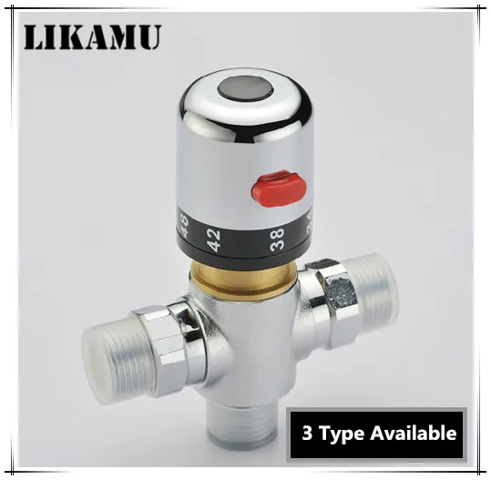 G1/2 Brass Thermostatic Mixing Valve Pipe Thermostat Valve Adjust