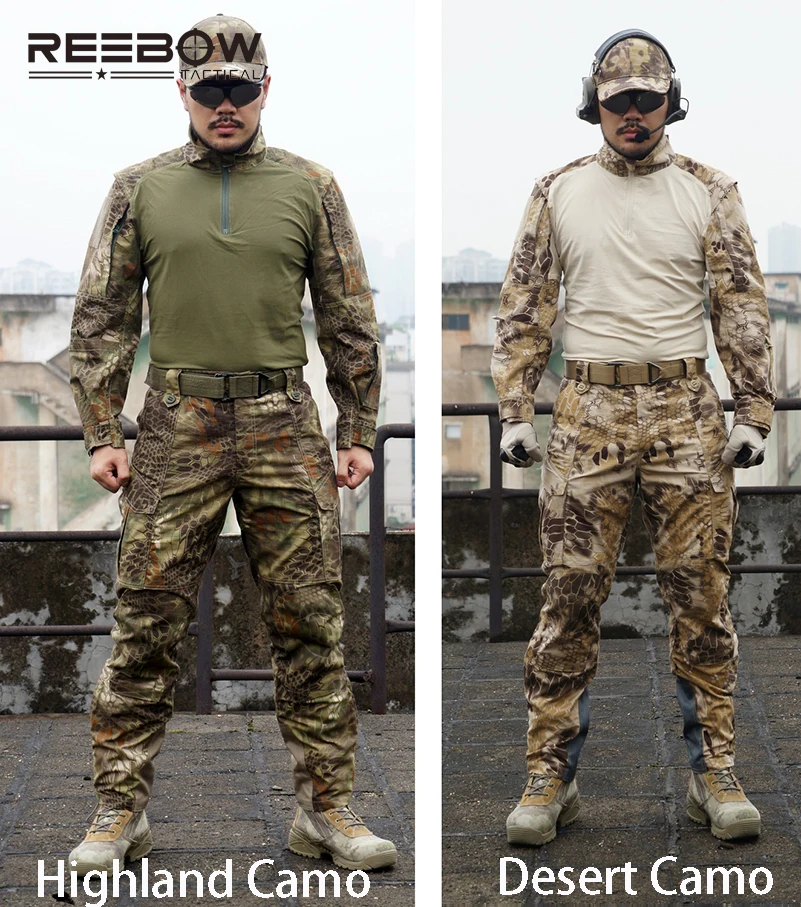 Eebow Тактический Открытый для мужчин питон Камуфляж охотничья Униформа рубашка и брюки Военный Набор Пуловеры и брюки