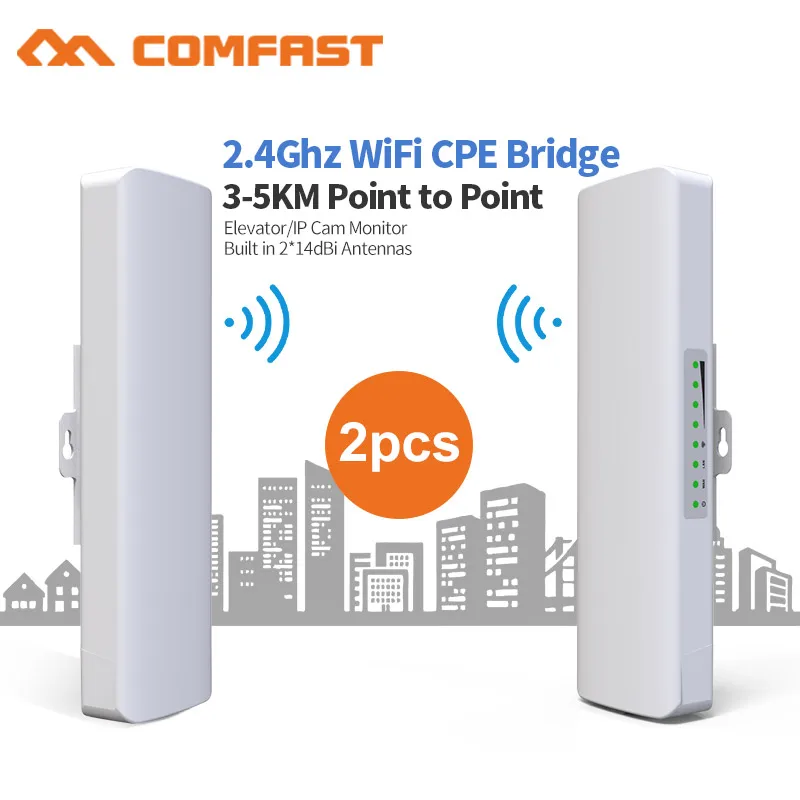 

2pc 300Mbps 2.4Ghz Outdoor High Power Wireless bridge cpe repeater for Point to point 2*14dbi Antenna Wifi transmission receiver