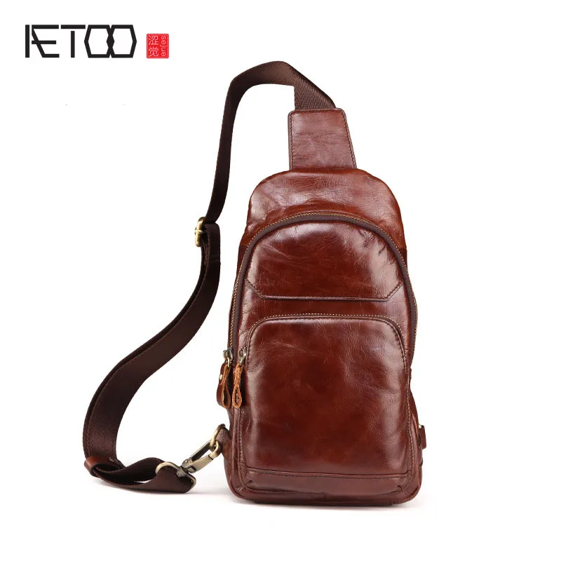 

BJYL Leather men's breasts wholesale first layer of leather men's shoulder bag Messenger bag leisure fashion men bag