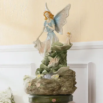 

Large living room floor rockery Water Fountain Pond lotus Angel aquarium Home Furnishing jewelry crafts ornaments