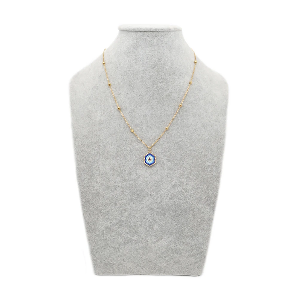 Женское колье Go2boho с голубым сглаза MIYUKI Золотое цепочка ювелирное изделие модный