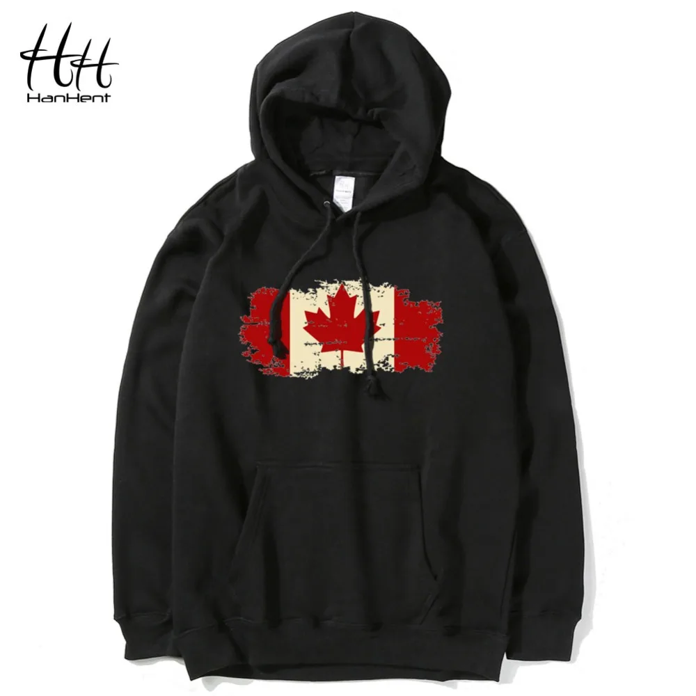 HanHent Canada Leaf Hoodies Man Canadian Flag Printed Men Sweatshirts