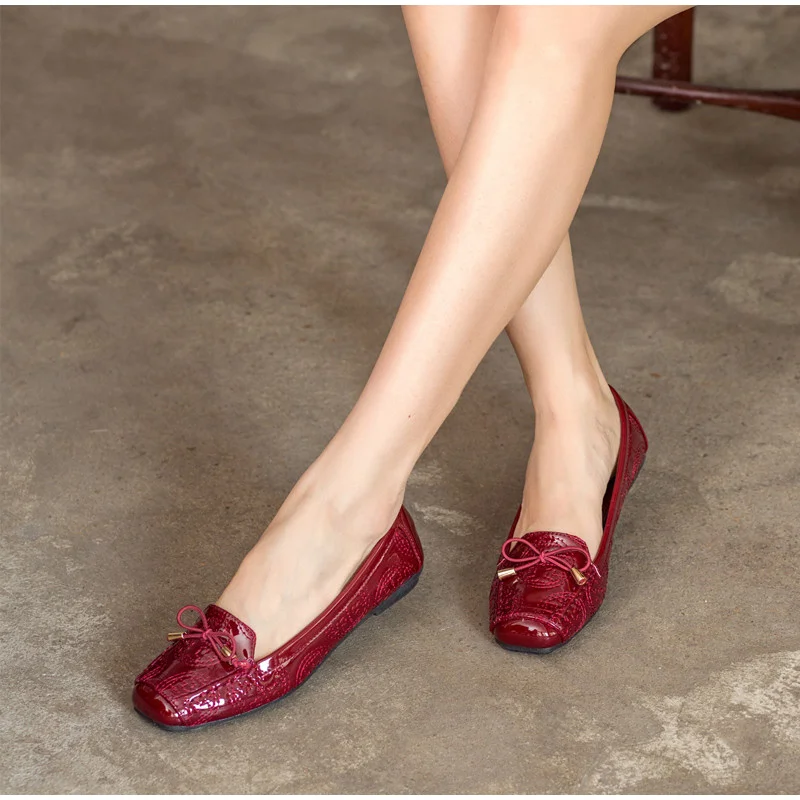 MCCKLE/Осенняя женская обувь на плоской подошве без шнуровки на низком каблуке с вышивкой и бантом; женские мокасины с эластичной лентой; мягкая обувь для мам; модная обувь