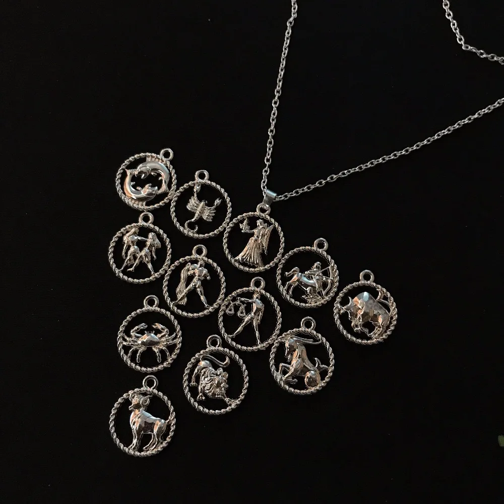 my shape 12 Zodiac Signs Jewelry Round Chokers Necklace For Women