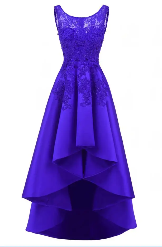 Ruthshen/платья для выпускного вечера с высоким низким подъемом, красное вечернее платье, Хрустальная Кружевная аппликация, Vestido De Formatura, дешевые вечерние платья - Цвет: picture blue