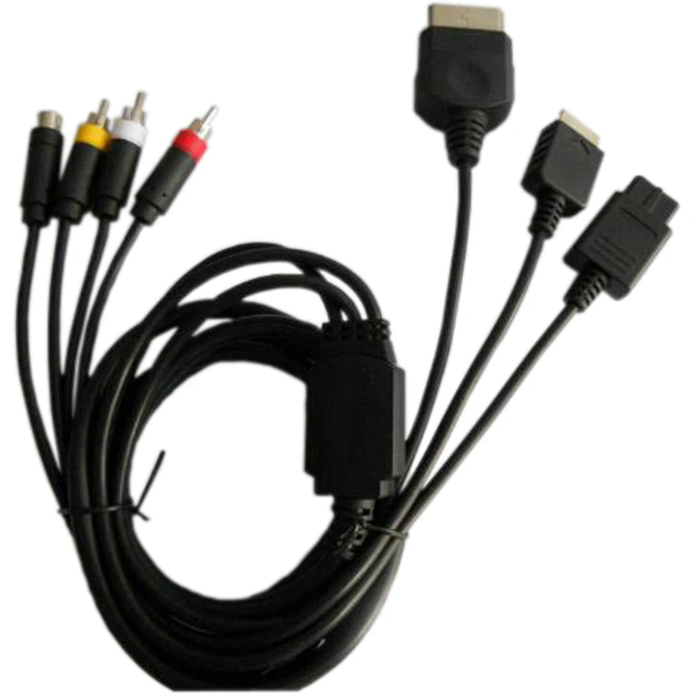 500 шт много супер Аудио Видео S-AV кабель(композитный S-AV шнур)-S-Video av-кабель для xbox для PS2 для NGC для N64