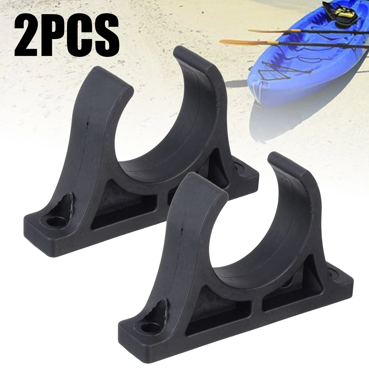 

Durable 2pcs Black Watercraft Accessories High Quality Plastic Kayak Boat Paddle Holder Mount Clips