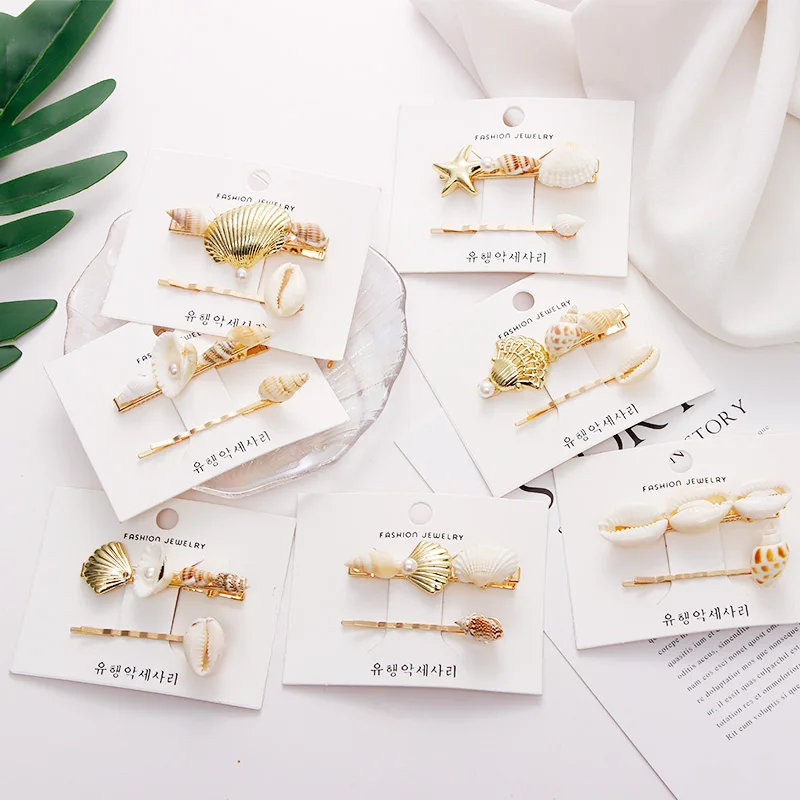 

New Shell Conch Hairclips For Women Korea Fashion Luxury Pearl Hair Clips Braided Wedding Hairwear Girl Summer Hairgrips