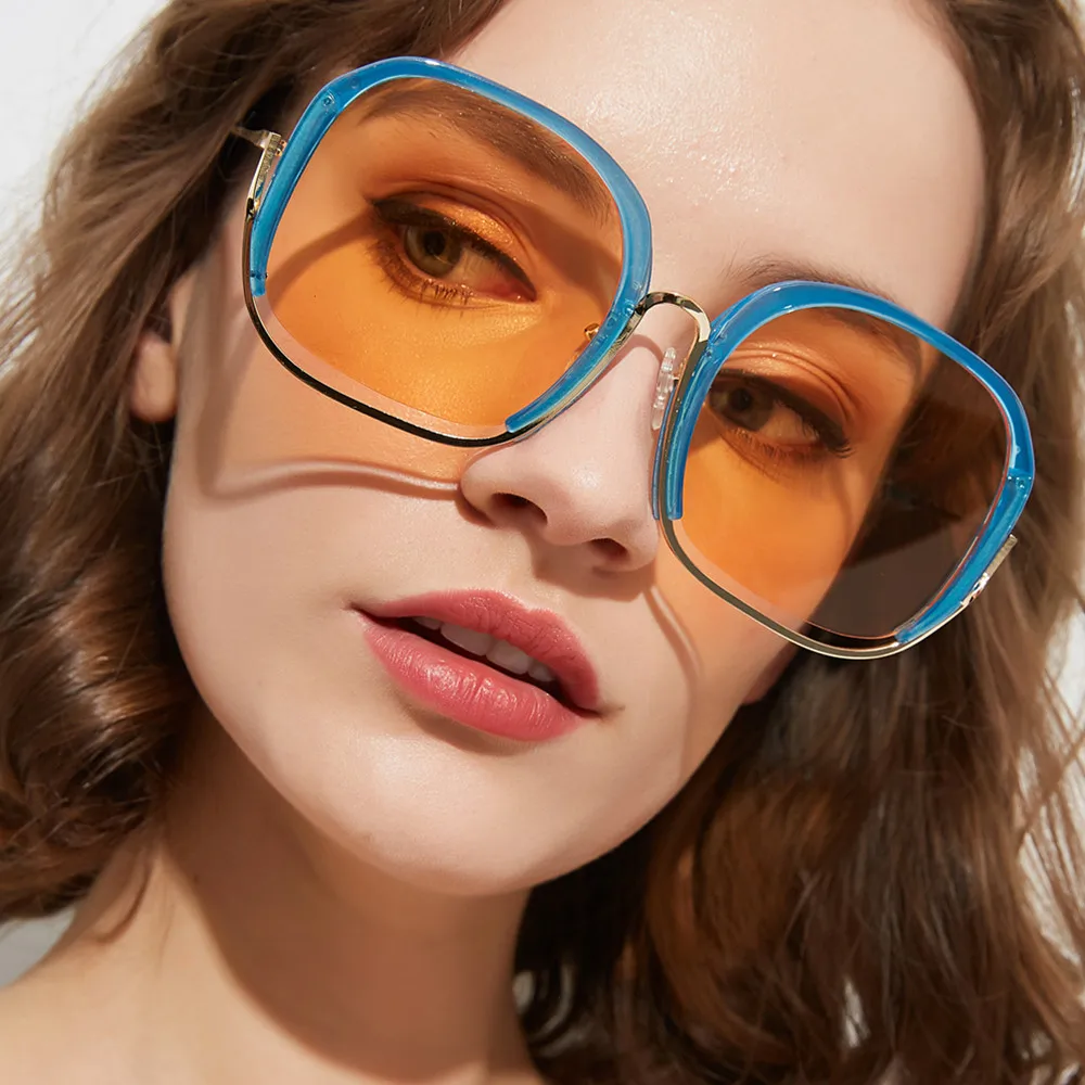 

GIFANSEE women square sunglasses oversized uxury brand glasses vintage design eyewear uv400