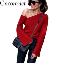 Womens Sexy Off Shoulder Sweater Ladies Winter Flare Sleeve Knitwear Solid Strapless Basic Pullover Womens Sexy Off Shoulder Sweater Ladies Winter Flare Sleeve Knitwear Solid Strapless Basic Pullover