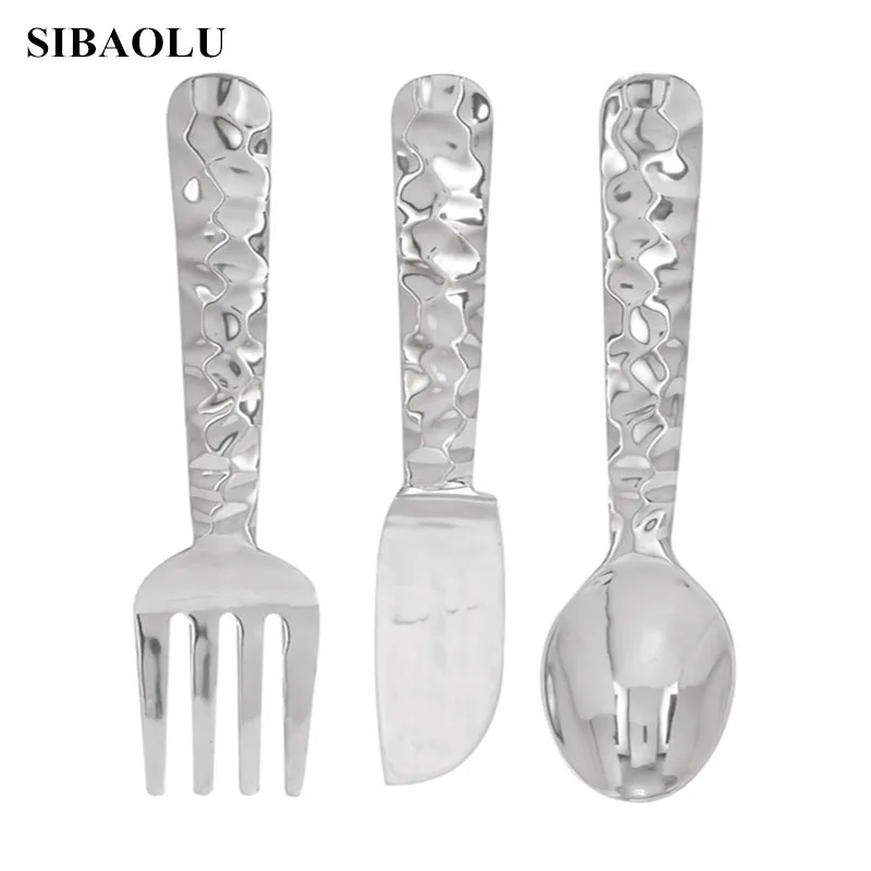 Set of 3 Cutlery Wall Decor Aluminum Utensil Figurines Home Decor