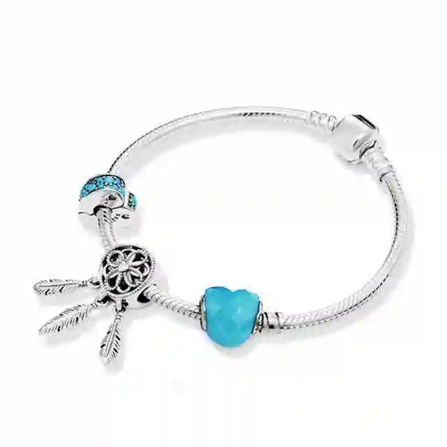 

Kaliyah Silver Bracelet Esterlina 925 New Tag 1:1 Blue Original Conjunct Retro Anniversary Women