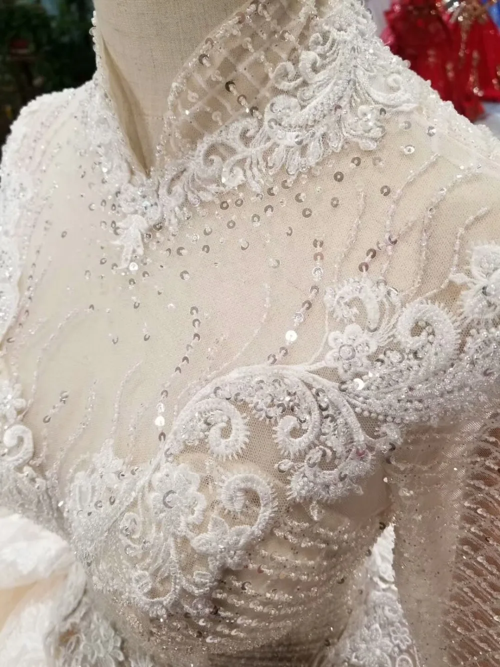 CloverBridal vestido de madrinha де casamento спинки кружево кристаллы, блестки бисер Свадебное Платье Иллюзия декольте 2 м