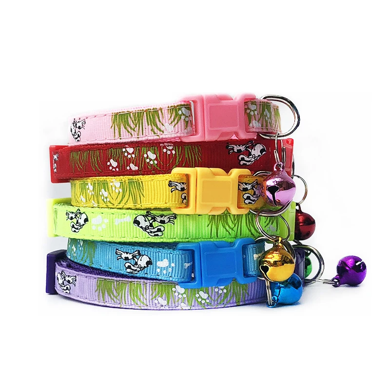 

wholesale 100Pcs Adjustable Dog Collars Pet Collars With Bells Charm Necklace Collar For Little Dogs Cat Collars Pet Supplies