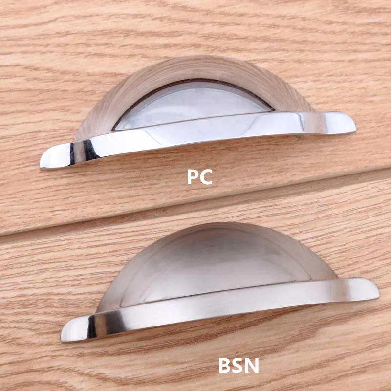 64mm Modern Simple Cup Shell Furniture Handles Silver Chrome