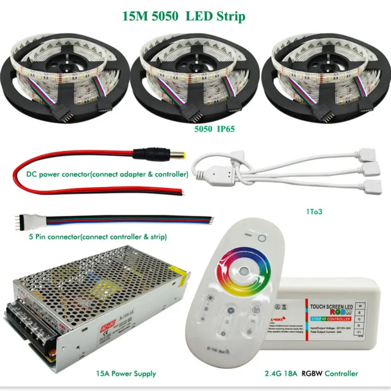 5-20 м RGBW RGBWW светодиодный светильник 5050 DC 12 В 4 в 1 чип IP20/IP65 Водонепроницаемый+ 2,4G RF пульт дистанционного управления+ светодиодный блок питания