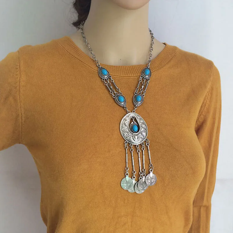 #*Cheap Boho Gypsy Gem Hollow Drop Coin Fringe Choker Necklace Bohemian Turkish Ethnic Tribal Party Jewelry