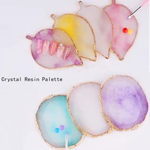 Paleta de pintura de uñas de mármol, Hoja Redonda con borde dorado, platos de anillo para dedos, mezcla de colores, herramienta de pintura de esmalte de Gel UV, diseño de Arte de uñas