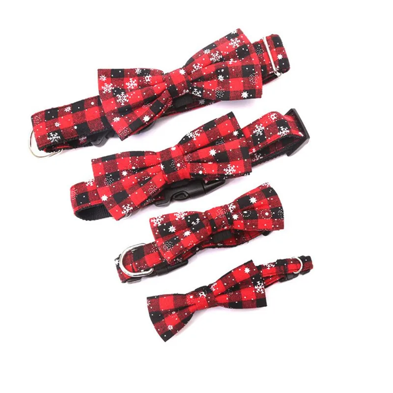 Pet Collars Christmas Series Snowflake Nylon Bow Tie Collar Adjustable Bowknot Collar for Puppy Small Big Dogs DROP#0808