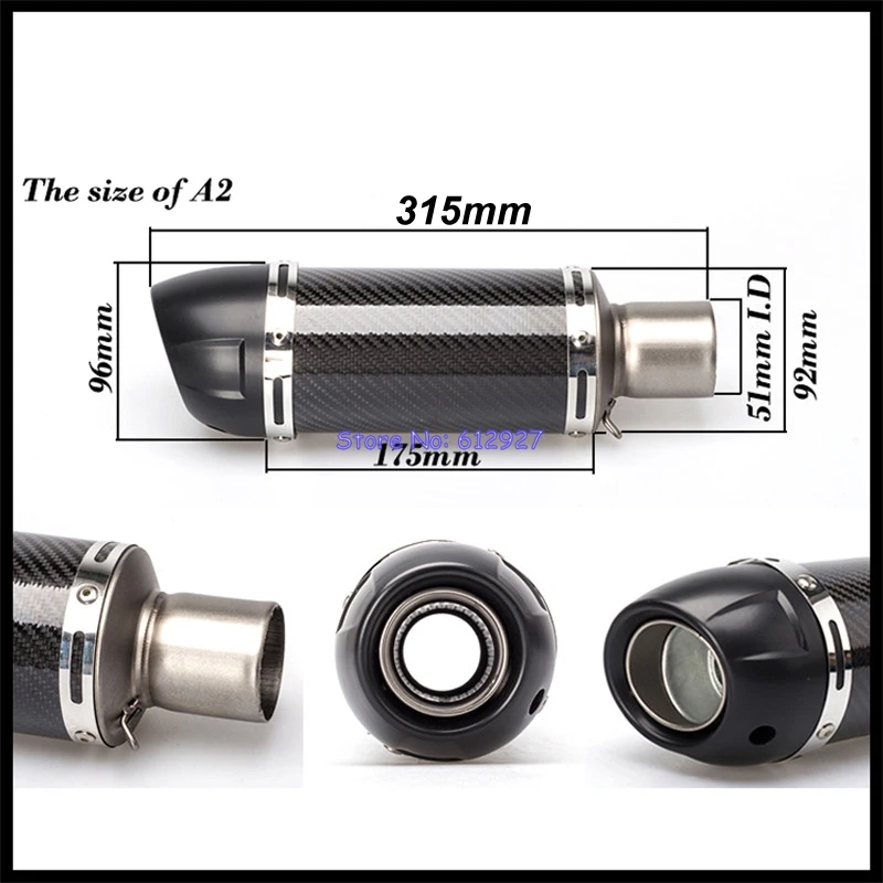 36-51mm Exhaust Muffler Tuyau Silencieux d/'Échappement en Acier Inox de