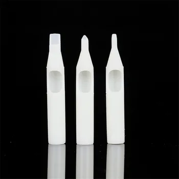 

Tattoo Supply 50Pcs/Box Sterile White Plastic Disposable Tattoo Needles Tips Nozzles Round & Flat RT FT For Tattoo Body Art
