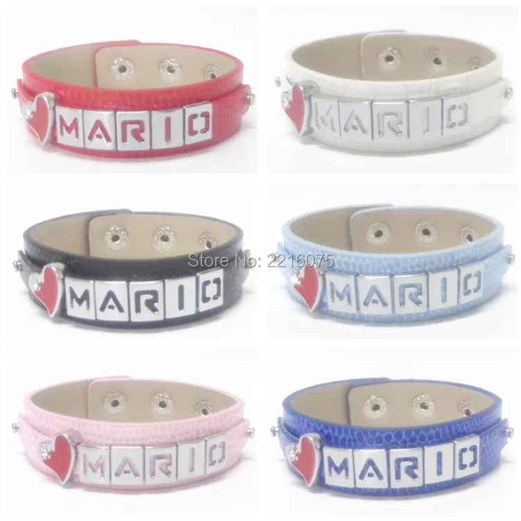 

Mario Wristband Bracelets Alloy Slider Alphabet Charm DIY bangles free shipping