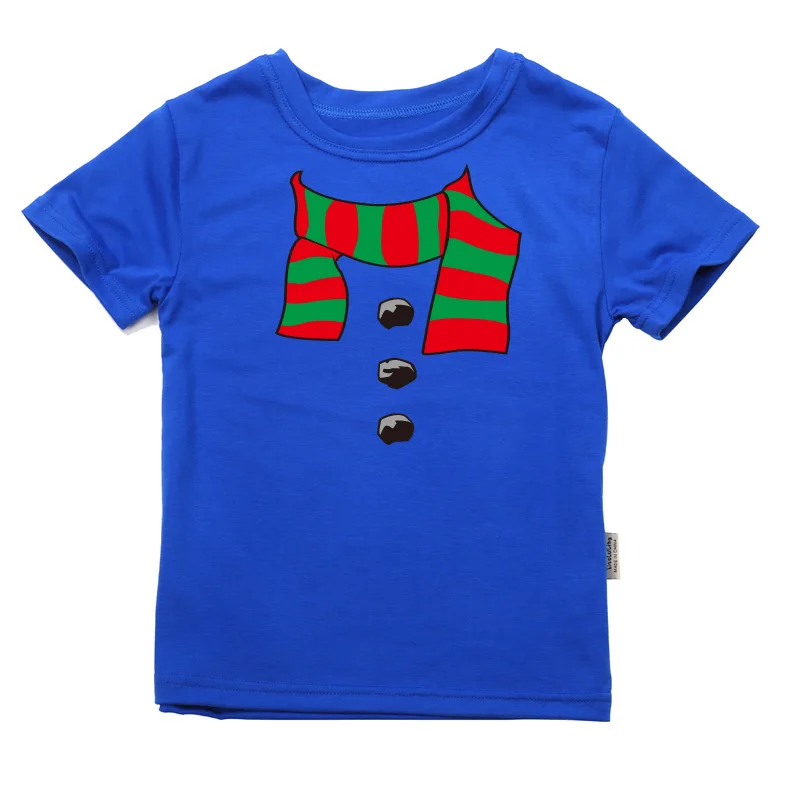 Немного неровный Летний стиль Рождество шарф Детские футболки для маленьких девочек Детские футболки детская одежда с коротким рукавом для От 2 до 14 лет