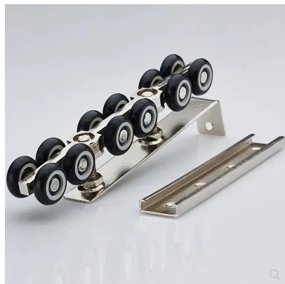 

1 Pair/set Cold Rolled Steel Sliding Wooden Door Closet Hardware Kit Door Wheels Roller 12 Wheels Hangers Roller Top