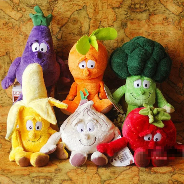 25x35cm New Vegetables Fruits Plush Toys Strawberry Photo Banana Mushroom Soft Plush Doll Toys