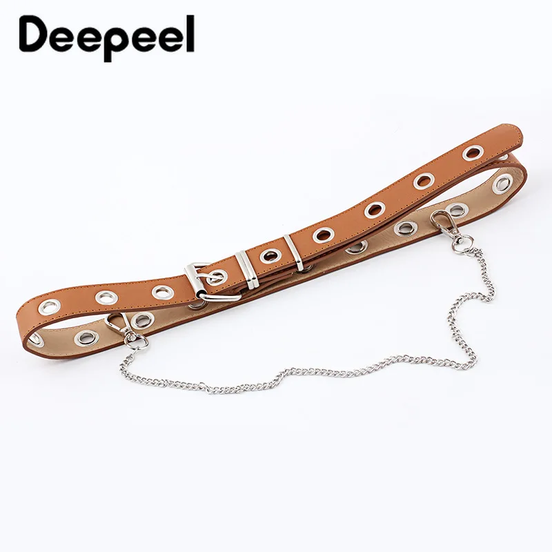 Deepeel 1 шт. 3,1*110 см Женская Панк цепь модный пояс регулируемый черный один люверс втулки джинсы для отдыха Harajuku стиль пояс