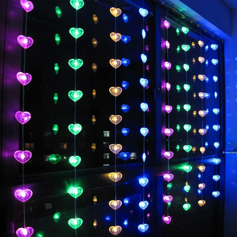 

110V/220V Fairy lights Heart LED Curtain lights garland Christmas lights decoration new year wedding decorative holiday lighting