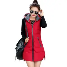 Autumn Winter Vest Women Waistcoat Female Sleeveless Jacket Hood